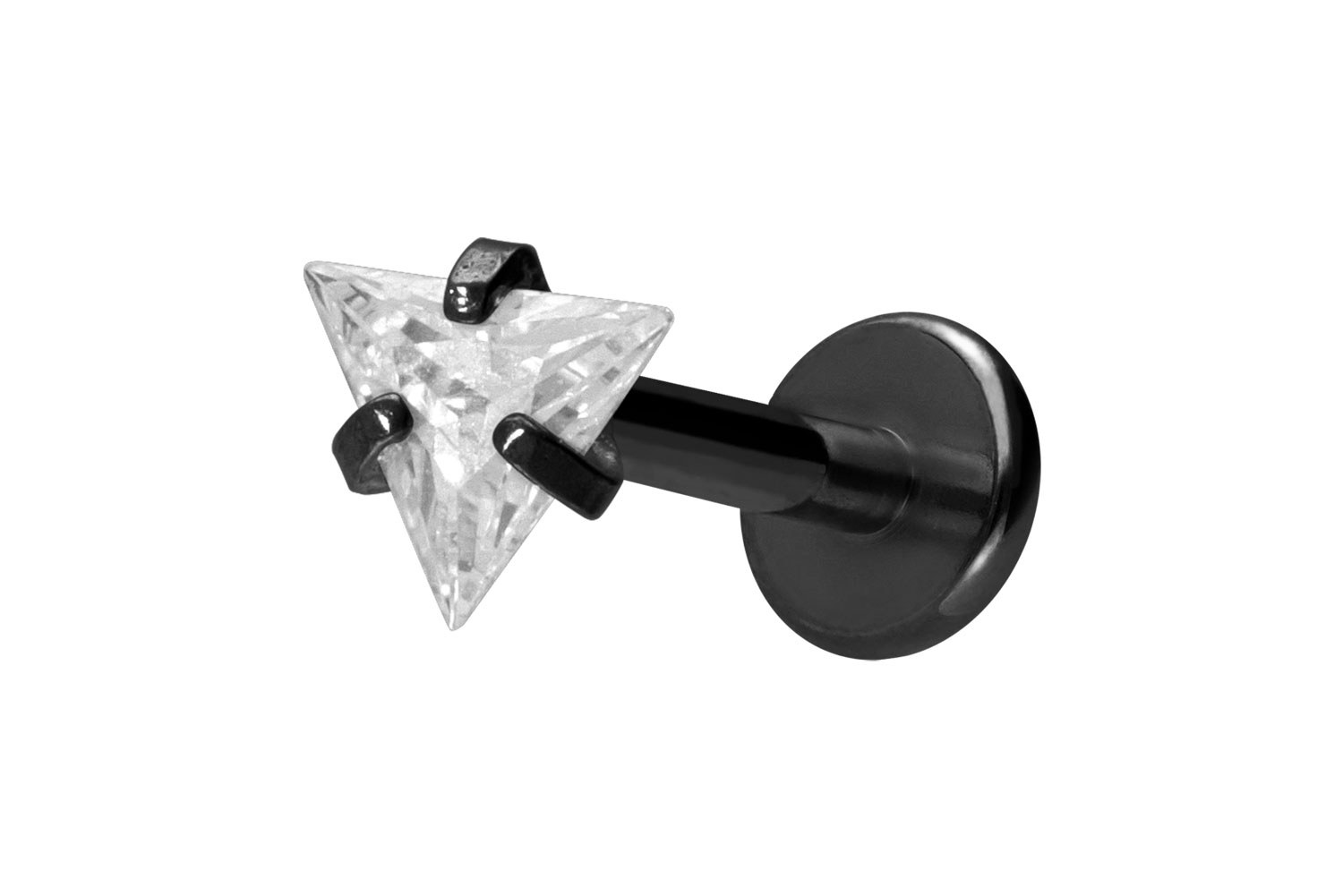 Titan Labret Piercing mit Innengewinde EINGEFASSTES KRISTALLDREIECK